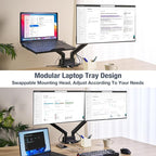 AVLT Dual 17”-38" Monitor Arm Desk Mount with 17" Laptop Tray and USB-C Docking Station, HDMI 4K60Hz, USB-A 5Gbps, Ethernet, 100W PD, Fits Two Flat/Curved Monitor - Black