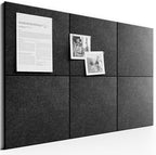 Bumusty Large Cork Board 36"x24" Alternative - 6 Pack Felt Wall Tiles with 40 Safe Removable Adhesive Tabs, 30 Pushpins, Cork Boards for Walls Pin Board Bulletin Board Office Decor (Charcoal Gray)