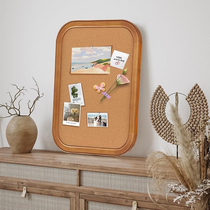 Aitakatta Cork Board for Walls, 23.6x17.7 inches Bulletin Board with Frame, Decorative Hanging Pin Board Vision Board Message Board for Office School Home Decor(4R,4560,1p)
