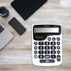 YEBMoo 12 Digit Desktop Calculator with Large LCD Display and Sensitive Button, Dual Solar Power and Battery, Standard Function for Office (YE8898)