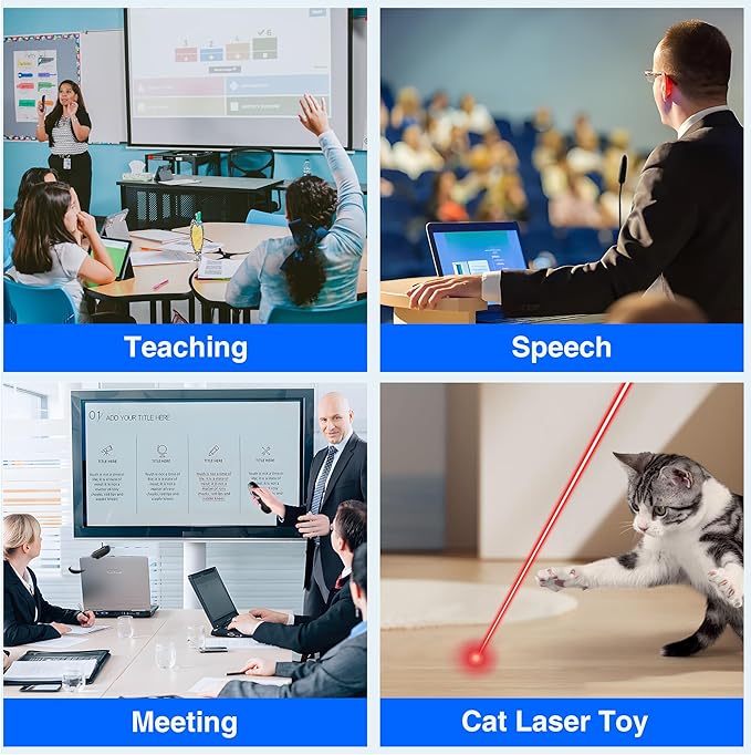 [Timer LCD Display] Rechargeable Presentation Clicker Wireless Presenter Remote w Laser Pointer Long Range Power Point Clicker Slide Clicker for Office Classroom Teacher