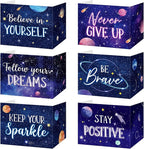 Affrolling 12 Pcs Inspirational Privacy Folders Bulk for Students Cardboard Privacy Boards Desk Divider Panel Waterproof Testing Divider for Classroom Back to School Study Supplies (Space)