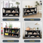 Tangkula 5 Cube Bookcase, 2 Tier Wooden Storage Open Bookshelf, Multipurpose Display Storage Cabinet for Living Room, Bedroom, Hallway, Kid's Playroom, Reading Nook (Grey)