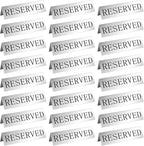 Peryiter Metal Reserved Table Signs Metal Reserved Sign Double Sided Table Stand Tents Seating Tent for Wedding Restaurant Ceremony, 5.91 x 3.15 Inch(Silver,24 Pcs)