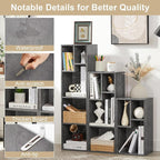 VECELO Narrow Bookshelf Set, Fits 9.3" × 10-12.8" Hardcovers, Cube Storage Bookcases, Free-Standing for Living Room, Bedroom, Home Office, 2/3-Tier, 2-Pack, Gray