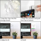Keenjorika 2PCS Multifunctionnal Monitor Documents Holder, Clear Acrylic Board with Clips, Desktop Message Board for Office with Sticky Note