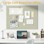Large Cork Board for Wall 36" x 48" Sage Bulletin Board with Safe Removable Adhesive Squares for Pictures Photos, Alternative CorkBoard Felt Pin Boards Tiles for Office Classroom Wall Decor - 12 Pack