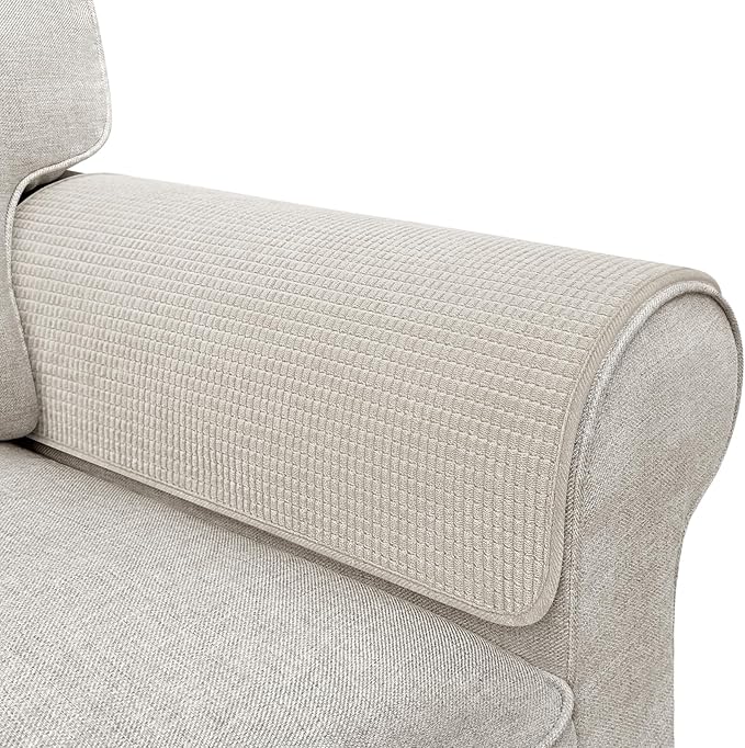 Couch Arm Covers, Sofa Arm Covers, Waterproof Armrest Cover for Sofa, Armchair, Loveseat, Non-Slip Recliner Arm Cover, Sofas Headrest Cover, Arm Chair Covers Set of 2 (Taupe, 24"×20")