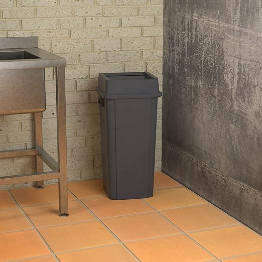 Krollen Industrial 23 Gallon Grey Square Commercial Trash Can with Lid