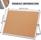 kdafio 11.81"×15.74" Cork Board Bulletin Board, Double Sided Pin Board with Silver Aluminum Border, Desktop Small Cork Board with Stand Suitable for Home, Office, Desk Message Board or Picture Board