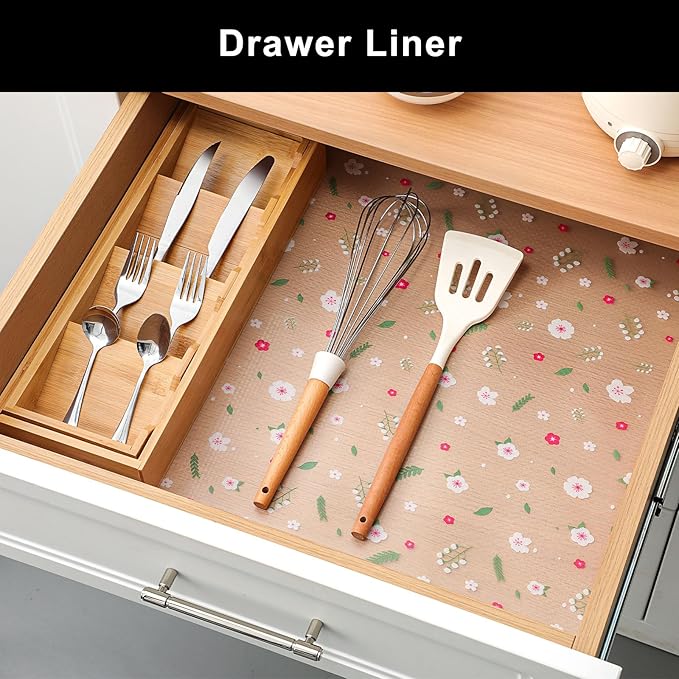Cooyes Shelf Liner – Premium Non-Adhesive Cabinet & Drawer Liner for Kitchen – Waterproof Shelf Paper with Modern Pattern – Durable EVA Cabinet Mat – Easy to Cut （12" W x 360" L）
