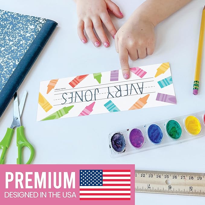 Desk Name Tags for Classroom -25 Student Name Plates for Classroom Kindergarten, Preschool, 1st, 2nd & 3rd Grade, 9x3 Teacher Nameplates for Student Desks & Cubbies, Pastel Nametags