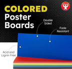 Hygloss Small Colored Poster Board 4x11 - 100 Assorted Standard Color Poster Boards Bulk Pack - Red, Yellow, Green, Blue, Black - 10 Pt. Thickness Poster Board Paper - Posterboard Multipack 4" x 11"