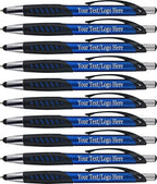 SyPen Personalized Pens With Custom Logo or Text-350 Pack Bulk-for Businesses, Parties, and Events, 2 in 1 Ballpoint Pen & Capacitive Stylus for Touchscreen Devices, Click Action, Black Ink, Blue