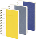 Spiral Notebook-5.75" x 8.125" College Ruled Journal with Inner Pockets and 160 Pages,PU Leather Cover Business Journal, Twin-Wire Binding Notebook Perfect for Office & Home School Supplies 3 pack Yellow ReefBlue NavyBlue