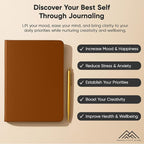 Journal For Men & Women - Gratitude Journal & Self Care Journal With Prompts - A5 Journaling Notebook - Brown - Productivity Store