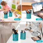 EasyPAG Teal Pen Holder for Desk, 2 Pack Round Pen Organizer, Brush Holder for Vanity, Metal Pencil Cup Organizer for Home, Office, Classroom, School