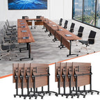 Conference Table,55.1''Folding Conference Room Table for 4-12 People,Mobile Flip Top MeetingTraining Table with Different Coulor and Styles for Offices, Classrooms,Meeting Room (8, 61''D)