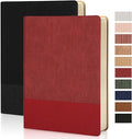TSFPapier Lined Journal Notebook for Work College Ruled Note Book 5.79"x8.27" A5 PU Leather Daily Journaling 216 Pages for Women Men Writing Home School Supplies Business (BlackRed)