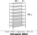 Regal Altair 21" Deep x 42" Wide x 74" Height Wire Shelving Kit | 8-Tier | NSF Commercial Storage Rack Unit