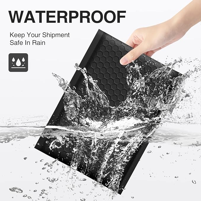 UCGOU Bubble Mailers 10.5x16 Inch Black 25 Pack Poly Padded Envelopes Large #5 Mailing Packages Opaque Packaging Postal Self Seal Adhesive Waterproof Boutique Shipping Bags for Clothes