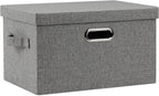 Graciadeco Medium 15" 21 Quart Collapsible Stackable Storage Bins with Lids, 1 Pack Gray Foldable Fabric Closet Storage Boxes with Lids, 4 Handles Heavy-duty Linen Cube Baskets for Bedroom