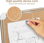 Cork Bulletin Board, 48 X 32 Inches Cork Strip Frame Message Vision Board, Large Wall Mounted Notice Memo Pin Board with 28 Push Pins