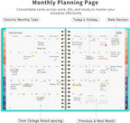 RETTACY 2026-2027 Monthly Planner, Jan 2026 - Dec 2027, Large Size (8.5" x 11"), Agenda, Calendar, 24 Month Tabs, Flexible Plastic Cover, 100 GSM Thick Paper, Spiral-bound (Tiffani Blue)