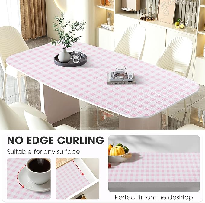 ALIUNI Drawer and Shelf Liner, Non-Slip Kitchen Cabinet Liners Non-Adhesive Thick Strong Grip Waterproof Washable Mats Protect Dresser Shelves Cupboard Bathroom Cabinets, Pink Plaid, 12 in X 10 FT