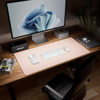Aothia Double-Sided Desk Pad – 37.8"x17" Leather Desk Mat with Eco Cork Protector, Large Mouse Pad, Waterproof Desk Blotter for Office/Home (Pink)