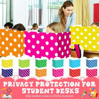 SATINIOR 24 Pcs Desk Dividers for Students, 12 Colors Testing Dividers Privacy Folders for Classroom Must Have Bulk, Study Panel for School Teacher Student Study Supplies(Dot)