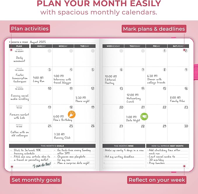 Clever Fox Planner Large – Undated Weekly & Monthly Planner for Productivity, Time Management & Goals – Organizer Journal – 7x10” (Hot Pink)