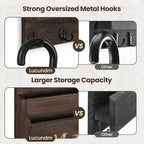 Lucundm Mail and Key Holder - Decorative 9.8" x 12.5" Wall Key Hanger with 2 Mail Organizer Slots and 3 Hooks - Real Paulownia Wood with Keyhole Brackets, Hardware and Instructions (Brown)