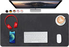 SUJAYU Dual Sided PU Leather Desk Pad, Mouse Pad, Office Desk Mat, Non-Slip Laptop Desk Pad, Waterproof Desk Writing Pad for Office and Home (31.5" x 15.7", Black)