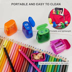 Sonuimy Pencil Sharpeners, 4 Pcs Pencil Sharpeners Manual,Dual Holes Compact Colored Handheld Pencil Sharpener for Kids with Lid Adults Students School Class Home Office (Covered)