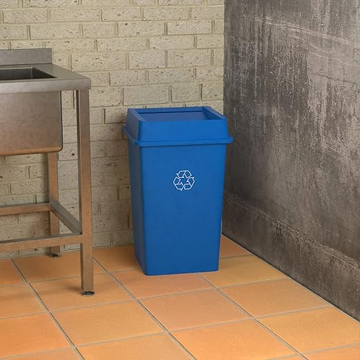 Krollen Industrial 35 Gallon Blue Square Commercial Trash Can with Lid