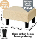 BRIAN & DANY Small Foot Stool Ottoman, Footstool with Legs, Teddy Velvet Foot Rest for Living Room, Bedroom and Office, Beige