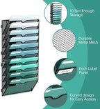 SUPEASY 10-Tier Wall File Organizer, Hanging Wall Files for Papers, Folders, Magazines, Wall Organizer for Clipboard, Assembly Needed, Black, 2 Pack