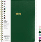PAPERAGE 2026 Weekly & Monthly Planner, 12 Months (January 2026 - December 2026), 9.2 in x 11.2 in, Spiral Bound 2026 Planner with Weekly, Monthly & Yearly Views, Note Pages & Inner Pocket – Dark Green