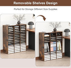 EasyPAG Wooden Literature Organizer with Adjustable Shelves, 48 Compartments Office Paper Organizer Storage 24000 Sheets Letter Size Paper, Student Mailbox for Classroom, Archaize