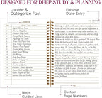 XKDOUS Hardcover Spiral Notebook with Tabs and Bible Tracker, College Ruled Notebook Journal, Church Notes Journal for Women, Bible Journal, Blank Notebooks for Work School Note taking, Purple