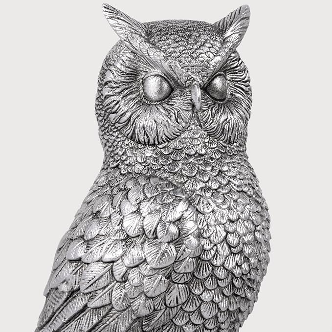 MXARLTR Owl Bookends, Book Ends for Shelves, Vintage Resin Decorative Bookends with Anti-Slip Base for Books Lovers Home Office Decor Book Holder (Silver)