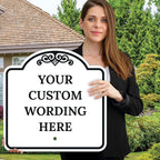 Custom Decorative Sign, Personalized Metal Sign for Business, Driveway, Home, Airbnb, Office Door Plaque,Black Border Sign, 24x24 Inches, ACM, Fade Resistant, Made in USA by Sigo Signs