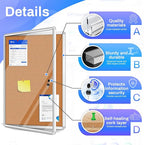 Magula Enclosed Cork Bulletin Board Tamper-Proof Dispaly Case, Aluminium Frame, Shatter Resistant Lockable Bulletin Board, Enclosed Cork Board for School, Office, Commercial, Hospital etc(24"x18")