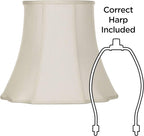 Creme Large Bell Cut Corner Lamp Shade 10" Top x 16" Bottom x 14" Slant x 13.5" High (Spider) Replacement with Harp and Finial - Springcrest