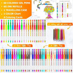 Soucolor Glitter Gel Pens for Adult Coloring Books, Christmas|Birthday Gifts, School Art Supplies,120 Pack-60 Glitter Pens, 60 Refills and Travel Case, 40% More Ink Markers Set for Drawing Journaling