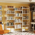 SUPERJARE Triple 5 Tier Bookshelf, Bookcase with 14 Open Display Shelves, Wide Book Shelf Book Case for Home & Office, White