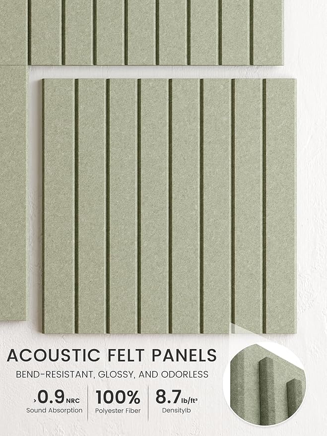 Bumusty Large Cork Board Alternative-36 x24 Felt Bulletin Board Tiles, with 30 Pushpins, 40 Adhesive Tabs, 6-Pack Slat Wall Paneling, Cork Boards for Office Push Pin Board Felt Board-Sage