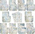 TaoBary 160 Pcs Stationery Paper Set 50 Double Sided Stationery Papers with 50 Matching Envelopes and 60 Round Dot Sticker, 10 Design (Serenity Junk,8.25 x 5.5 Inch)