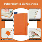 IN-LUXPRO Planner 2026 Daily Weekly and Monthly,8.5"x6.5",12 Months Spiral Bound Calendar Agenda with Self-adhesive Pen Holder,2026 Appointment Book with Vegan Leather Soft Cover,Orange